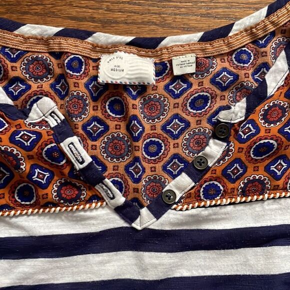 Anthropologie Postage Stamp Blue and White Striped Top - Picture 3 of 6